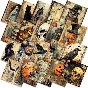 20 Pcs 10''x10'' Vintage Halloween Quilting Fabric Square Spooky Gothic Quiltted